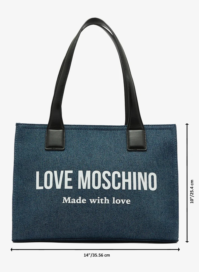Love Moschino  Signature Love Denim Shopper Tote for Women | Best Price UAE